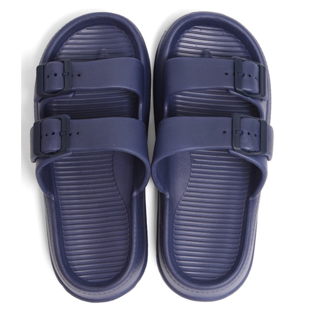 Navy Double Strap Slide Sandals